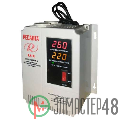 Стабилизатор напряжения АСН-2000 Н/1-Ц 1ф 2кВт настен. с одной розеткой IP20 релейный Lux Ресанта 63/6/15