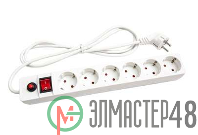 Удлинитель с сетевым фильтром 6х10м с заземл. 10А IP20 защ. шторки ПВС 3х0.75 бел. UNIVersal 967U-3010