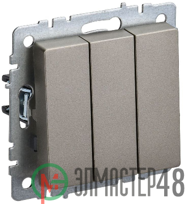 Выключатель 3-кл. СП BRITE ВС10-3-0-БрШ 10А шампань IEK BR-V30-0-10-K37