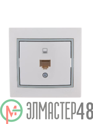 Розетка компьютерная 1-м СП Мира RJ45 бел./сер. Lezard 701-0215-139