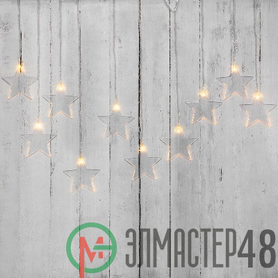 Гирлянда светодиодная "Айсикл" (бахрома) "Звезды" 1.5х0.6м 10LED тепл. бел. 0.51Вт IP20 провод прозр. Neon-Night 303-030