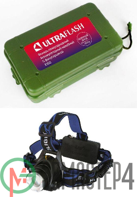 Фонарь налобный E150 (аккум. 220В CREE 3Вт пласт. бокс; черн.) Ultraflash 12188