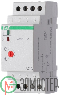 Фотореле AZ-B (выносной герметичный фотодатчик IP65 монтаж на DIN-рейке 2 модуля 230В 16А 1НО IP20)(аналог ФР-7Е) F&F EA01.001.009