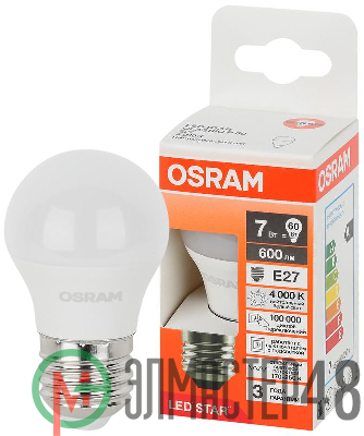 Лампа светодиодная LED Star 7Вт шар 4000К E27 600лм (замена 60Вт) OSRAM 4058075696440