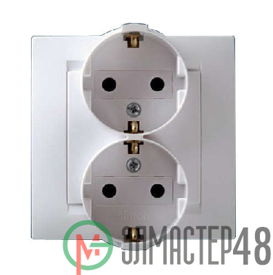 Розетка 2-м СП Simon15 с заземл. бел. Simon 1590459-030