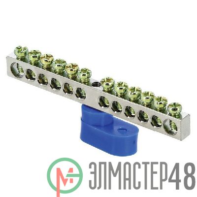 Шина нулевая N 6х9 12 отвер. никель син. угловой изолятор PROxima EKF sn1-63-12-1