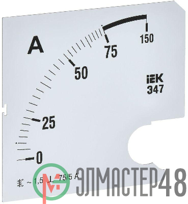 Шкала сменная для амперметра Э47 75/5А-1.5 96х96мм IEK IPA20D-SC-0075