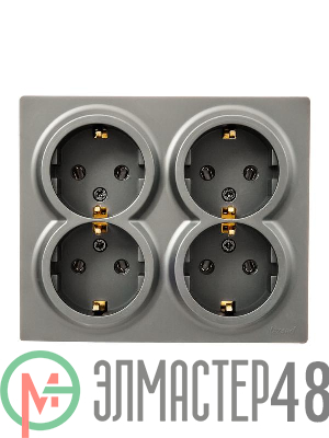 Розетка 4-мест. с заземл. LETO закрытый корпус ПБТ платина LEZARD 752-3500-127BDP