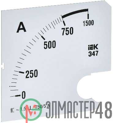 Шкала сменная для амперметра Э47 750/5А-1.5 96х96мм IEK IPA20D-SC-0750