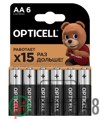 Элемент питания алкалиновый AA/LR6 (блист. 6шт) Basic Opticell 5051006