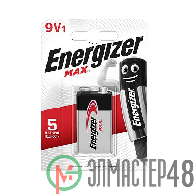 Элемент питания алкалиновый "крона" MAX 6LR61 BL1 (1/12/4320) (блист.1шт) Energizer 28648