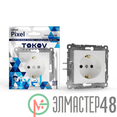 Розетка 1-м СП Pixel 16А IP20 с заземл. механизм бел. TOKOV ELECTRIC TKE-PX-R1Z-C01
