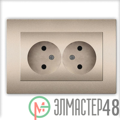 Розетка 2-м СП Афина 16А IP20 без заземл. в сборе шампань Universal A0102-Br