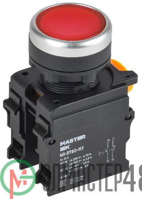 Кнопка d22мм 1НО+1НЗ MASTER с фиксацией красн. IEK MI-BT60-11T-3-21-K04