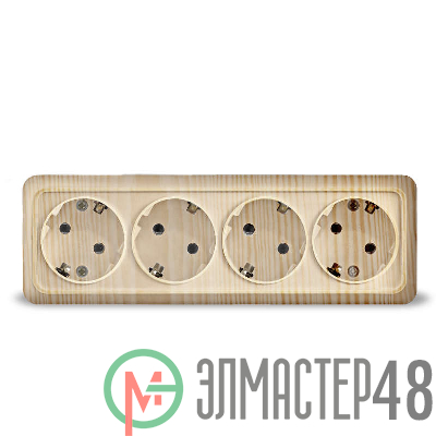 Розетка 4-м ОП Олимп с заземл. сосна UNIVersal 1175