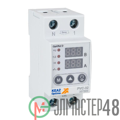 Реле напряжения OptiRel D PVС-80 с ЖК-дисплеем и контролем тока 80 А КЭАЗ 357870