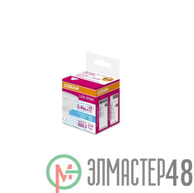 Лампа светодиодная LED STAR MR16 3.4W/840 (замена 35Вт) 3.4Вт 4000К нейтр. бел. GU5.3 300лм 110 град. 220-240В матов. пласт. OSRAM 4058075129030