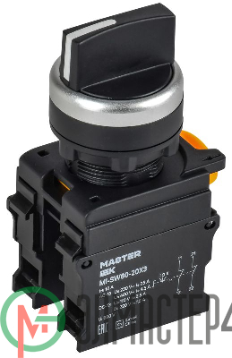 Переключатель 3 полож. 2НЗ черн. MASTER IEK MI-SW60-20X3-5-24-3-K02
