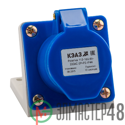Розетка 123 32А 220В AC 2P+PE 6ч для монтажа на поверхность IP44 КЭАЗ 222747