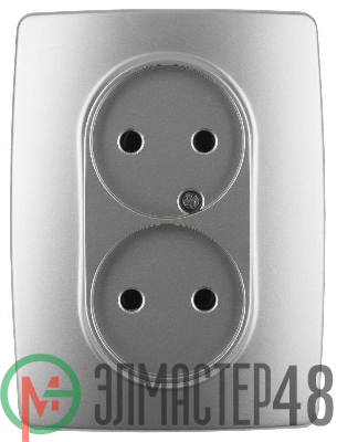 Розетка 2-м СП Эра12 12-2107-03 16А IP20 16AX 250В 2х2P алюм. Эра Б0031240