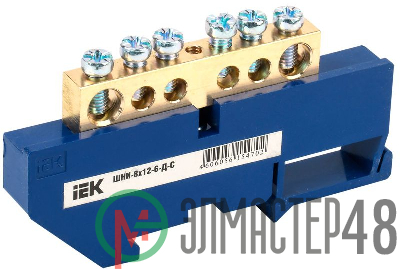 Шина нулевая на DIN-изол. ШНИ-8х12-6-Д-С ИЭК YNN10-812-6D-K07