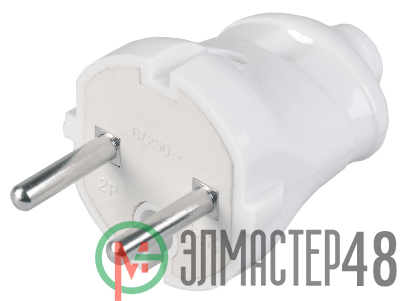 Вилка прямая ВПп20-01-Ст разборная без заземл. контакта 6А бел. ИЭК EVP20-06-01-K01