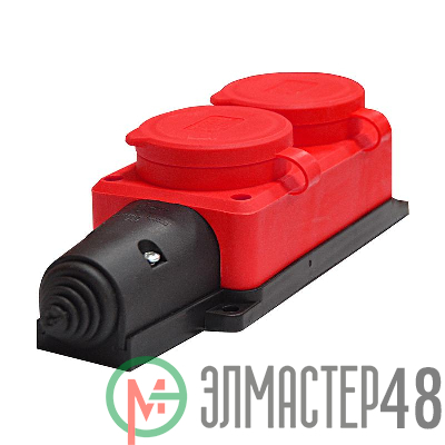 Колодка 2-м 1-ф с заглушками "КОМПАКТ" каучук красн. Universal 3072