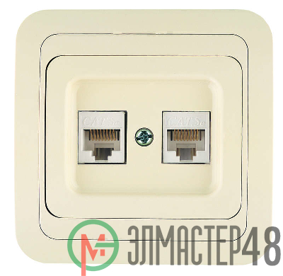 Розетка компьютерная 2-м СП Mimoza 16А IP20 крем./крем. Makel 25036