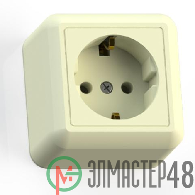 Розетка 1-м ОП Оптима РА16-376 16А (в компл. с монтажной пластиной) с заземл. сл. кость Кунцево 8036