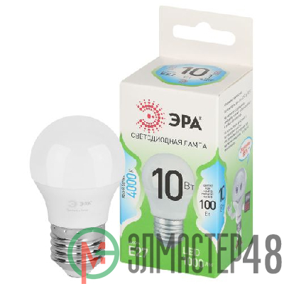 Лампа светодиодная GREEN LINE P45-10W-840-E27 GL 10Вт шар 4000К яркий свет бел. E27 Эра Б0067040