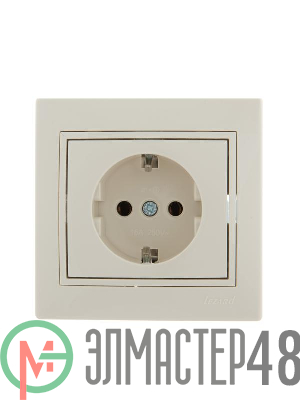 Розетка 1-м СП Мира керам. с заземл. крем/крем. Lezard 701-0303-122