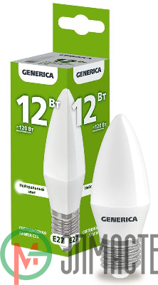 Лампа светодиодная C35 12Вт свеча 4000К E27 230В GENERICA LL-C35-12-230-40-E27-G