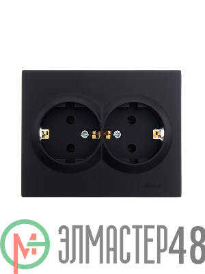 Розетка 2-м СП VESNA с заземл. ПБТ черн. бархат LEZARD 742-4200-127B