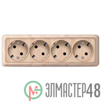 Розетка 4-м ОП Олимп с заземл. сосна UNIVersal 1175