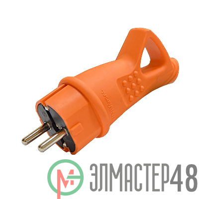 Вилка электрическая 1-м с ушком каучук оранж. Universal 3030