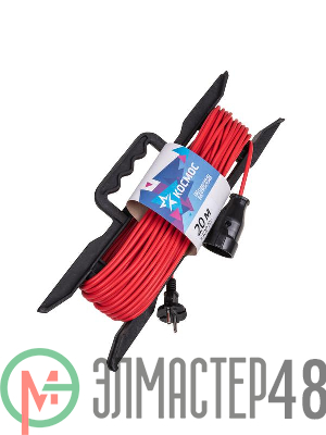 Удлинитель-шнур на рамке 1х20м 6А ПВС 2х0.75 Космос YPKsm20m-1g(6A)