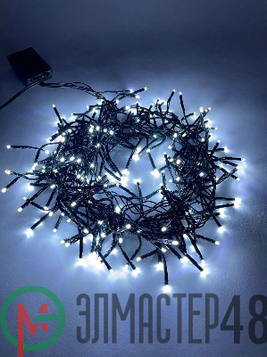 Гирлянда светодиодная "Нить Мишура" 2м 200LED 220В IP20 зел. провод хол. свет ЭРА Б0047969