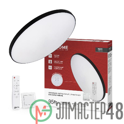 Светильник светодиодный NEO SIMPLE-95RC-BL 95Вт 3000-6500К 7600лм 230В 460х67мм с пультом ДУ черн. IN HOME 4690612060903