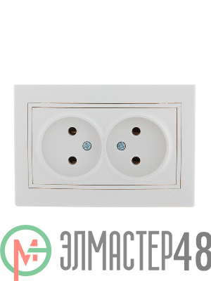 Розетка 2-м СП Мира 16А IP20 без заземл. керам. бел./бел. LEZARD 701-0202-128