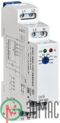 Реле фаз ORF-08D 3ф 2 конт. 127-265В AC с контр. нейтр. ONI ORF-08D-127-265VAC