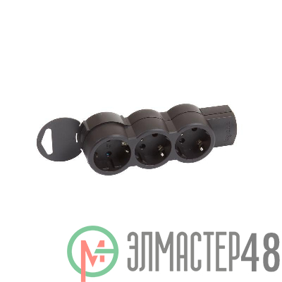 Колодка удлинителя 3х2К+З без кабеля ''Стандарт'' черн. Leg 695023