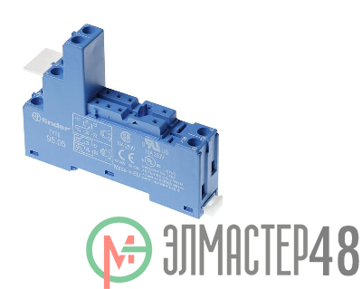 Розетка с винтовыми клеммами (с зажимной клетью) для реле 40.51; 40.52; 40.61; 40.62 применяются модули 99.02; 86.03 в компл.е пластик. клипса 095.01 син. FINDER 95059SPA
