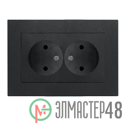 Розетка 2-м СП Афина 16А IP20 без заземл. в сборе графит Universal A0102-Gr