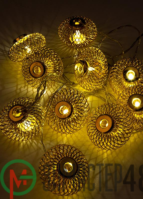 Гирлянда светодиодная "Фонарики" золото 5х3см 10LED тепл. бел. 1.8+0.3м КОСМОС KOC_GIR-B121