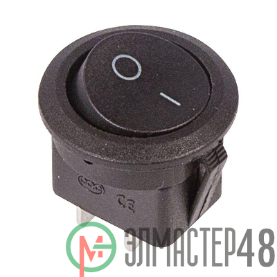 Выключатель клавишный 250В 6А (2с) ON-OFF круглый черн. (RWB-212; SC-214; MRS-102-8) Rexant 36-2550