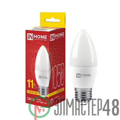 Лампа светодиодная LED-СВЕЧА-VC 11Вт свеча 3000К тепл. бел. E27 1050лм 230В IN HOME 4690612020488