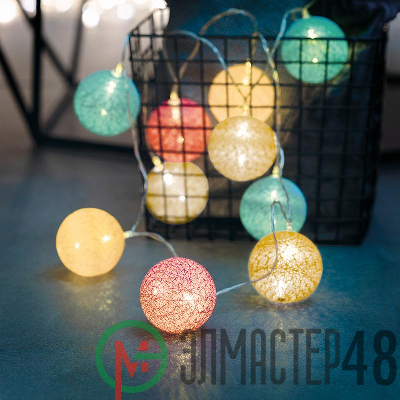 Гирлянда "Фонарики тайские "Перламутр" 3.5м 20LED тепл. бел. провод прозр. 2хAA (батарейки не в комплекте) Neon-Night 303-078