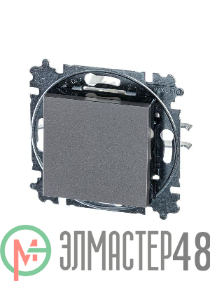 Выключатель 1-кл. СП Levit IP20 сталь/дым. черн. ABB 2CHH590145A6069