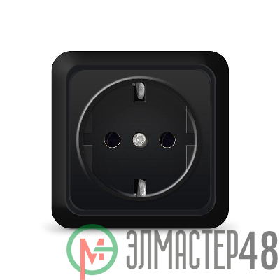 Розетка 1-м ОП Олимп 16А IP20 с заземл. черн. Universal 2227