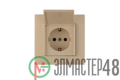 Розетка 1-м с крышкой Karea RIZZ с заземл. крем Makel 88010029